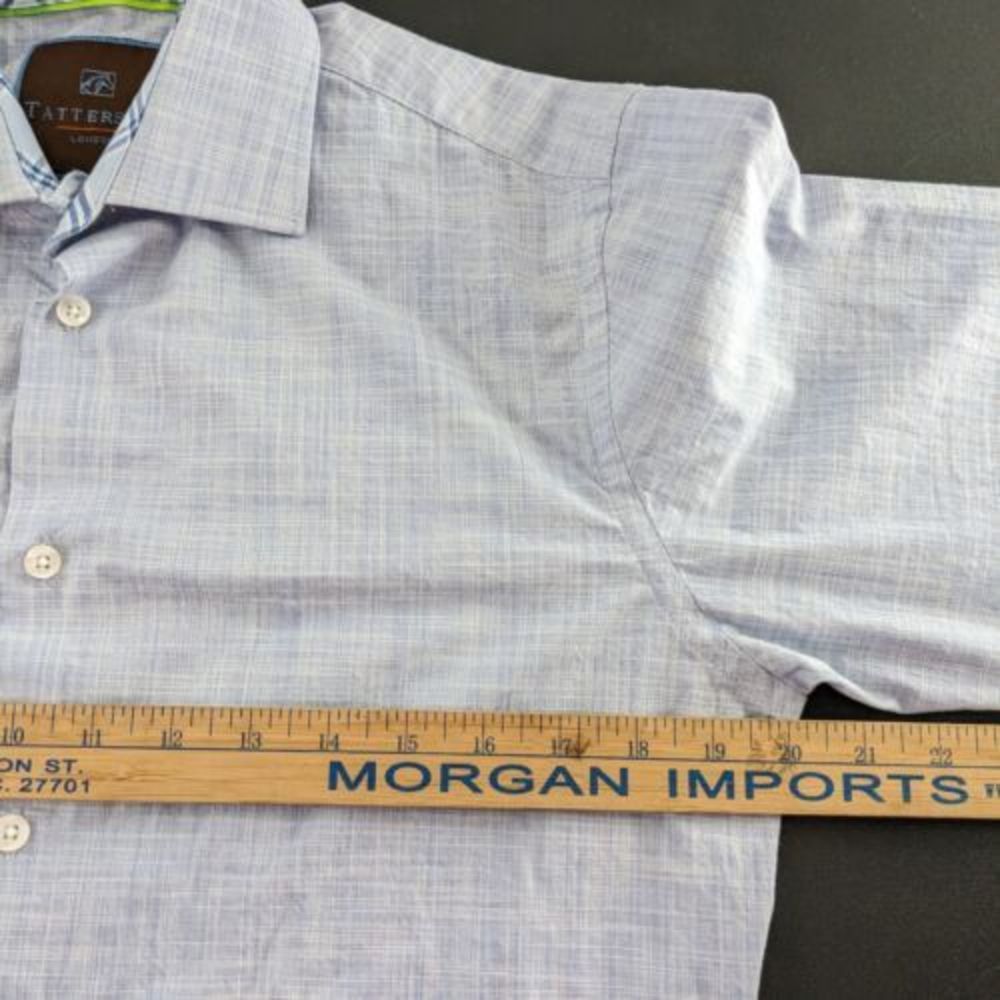 Tattersall London Men's 15 S/M Cotton Long Sleeve Button Down Shirt - Picture 6 of 7